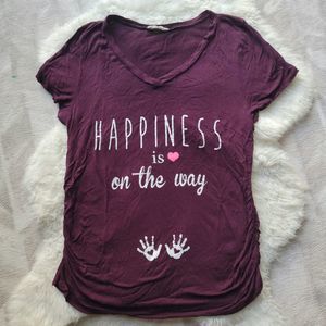 Pregnancy Maternity Announcement Happiness is on the way tshirt